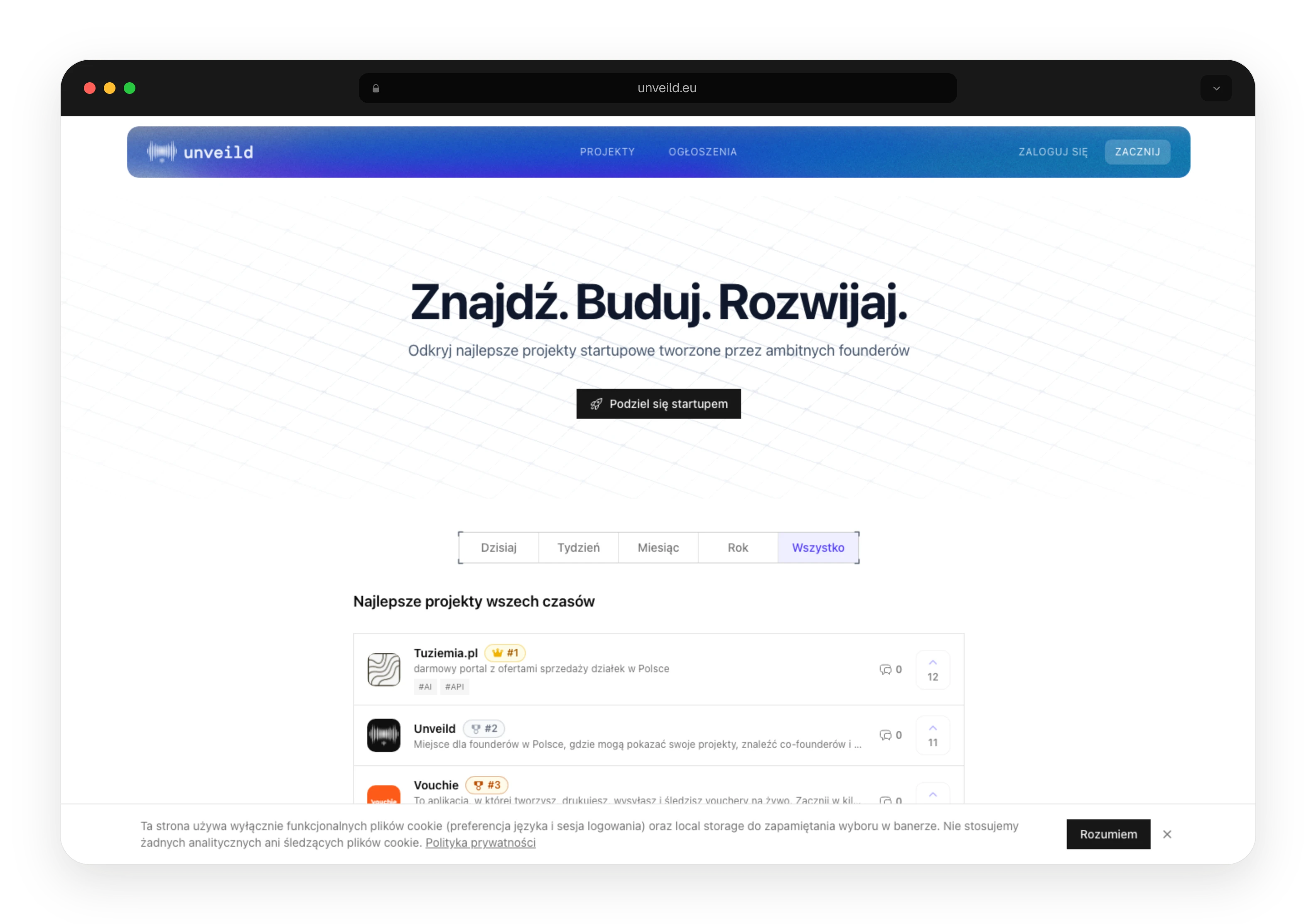 Platforma Unveild do odkrywania startupów